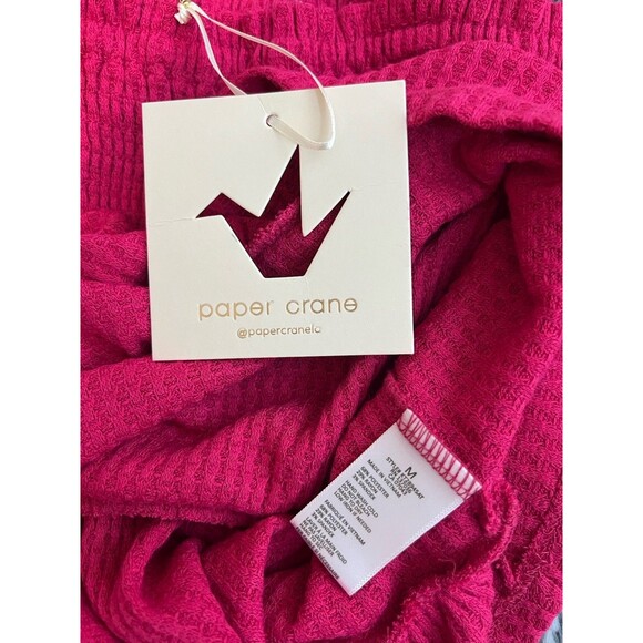 NWT! Paper Crane Spaghetti Strap Smocked Bust Tiered pink med boho - Picture 9 of 9